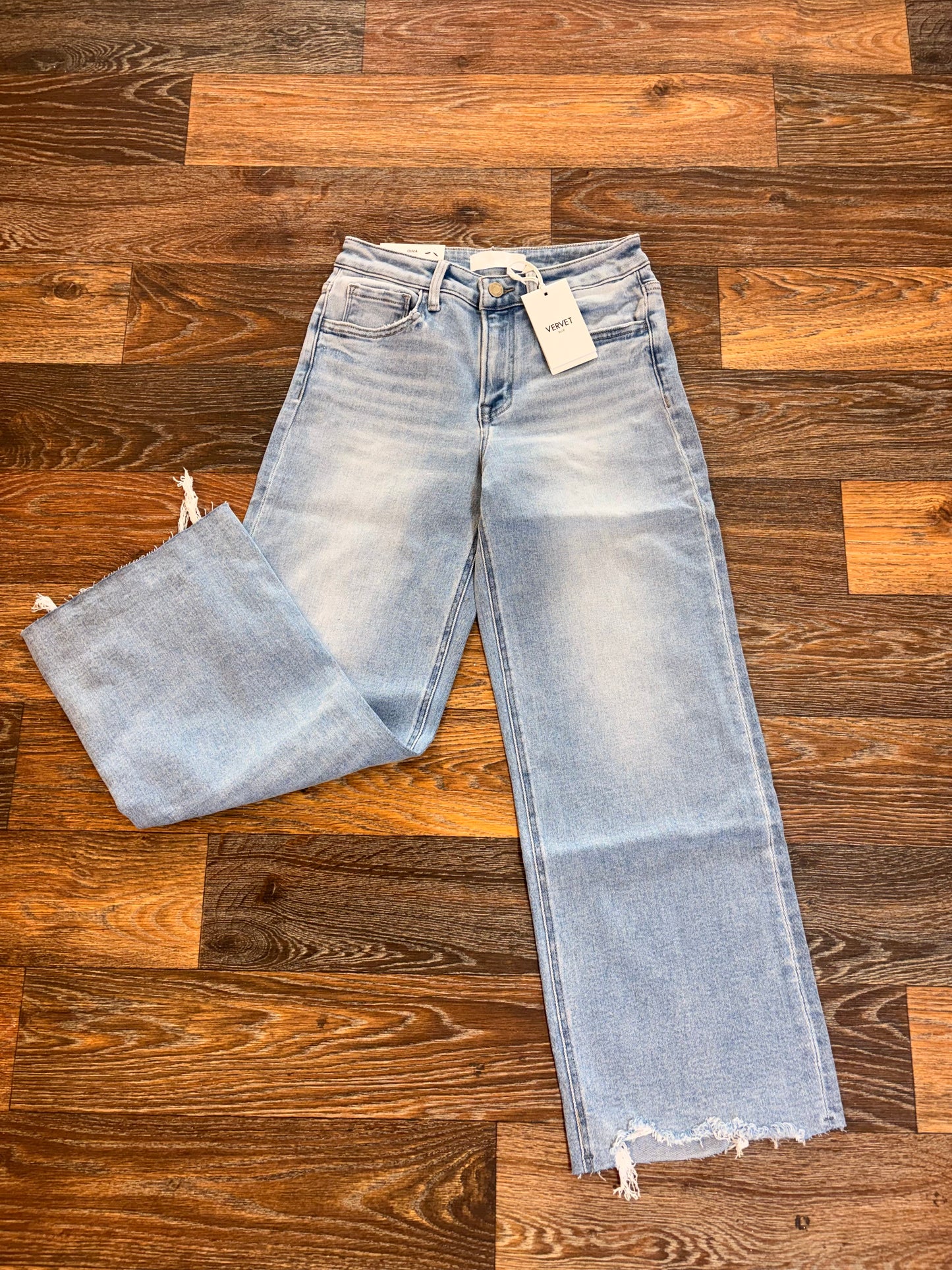 Imaginative - HIGH RISE DISTRESSED HEM CROP WIDE LEG