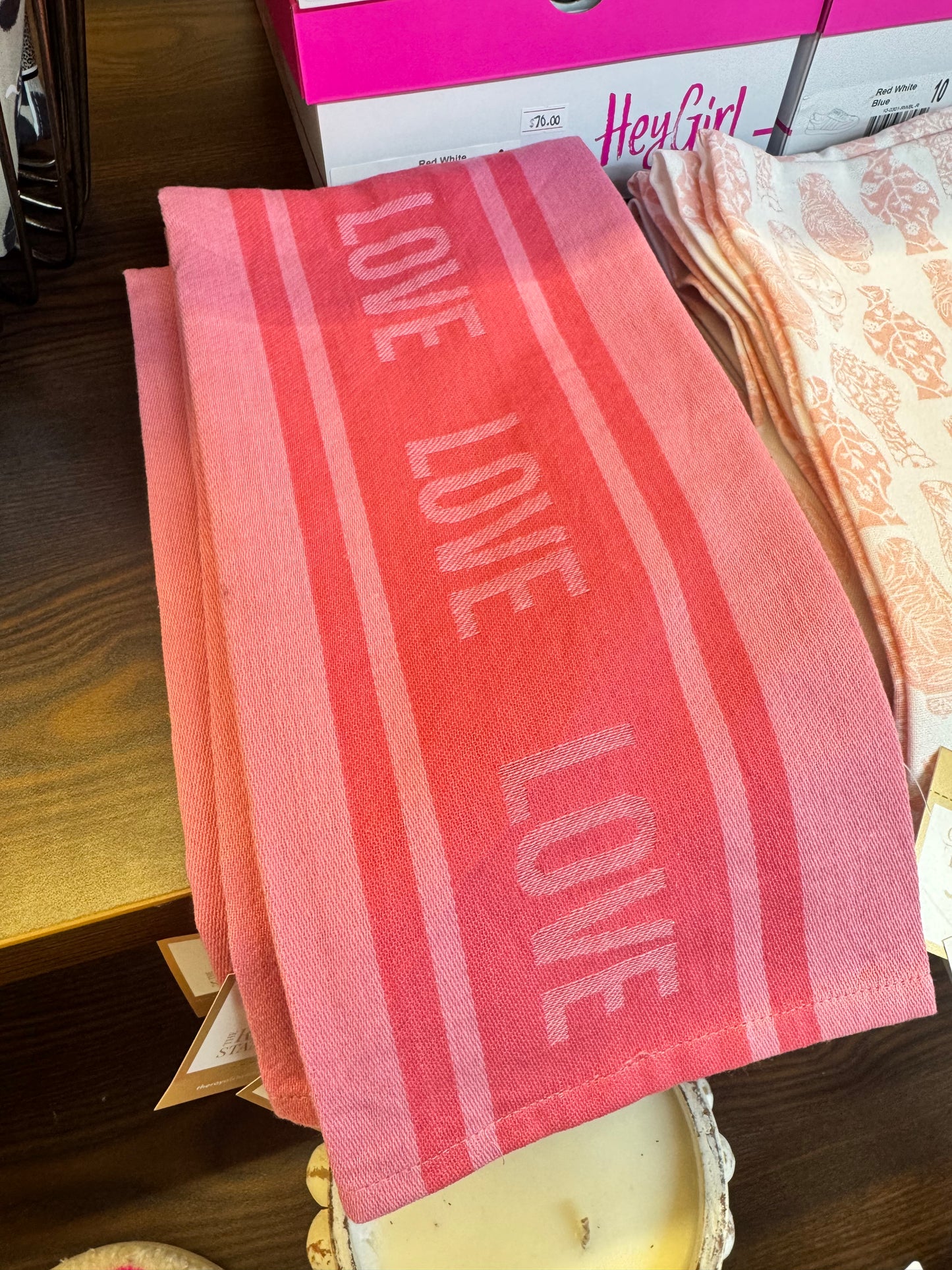 Love Jacquard Hand Towel Pink