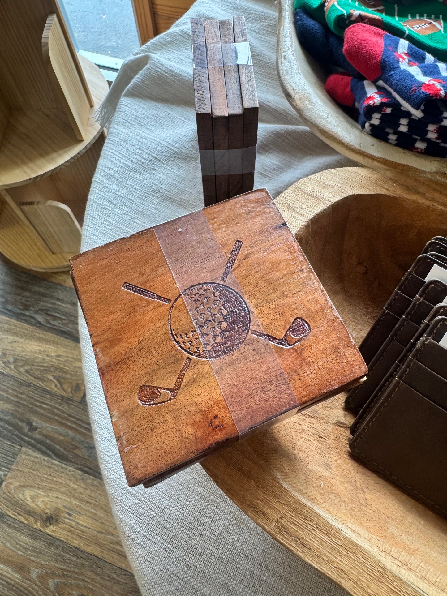 Golf Etched Wood Coasters