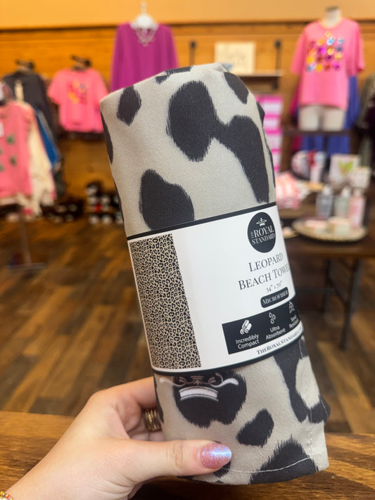 Leopard Beach Towel Black