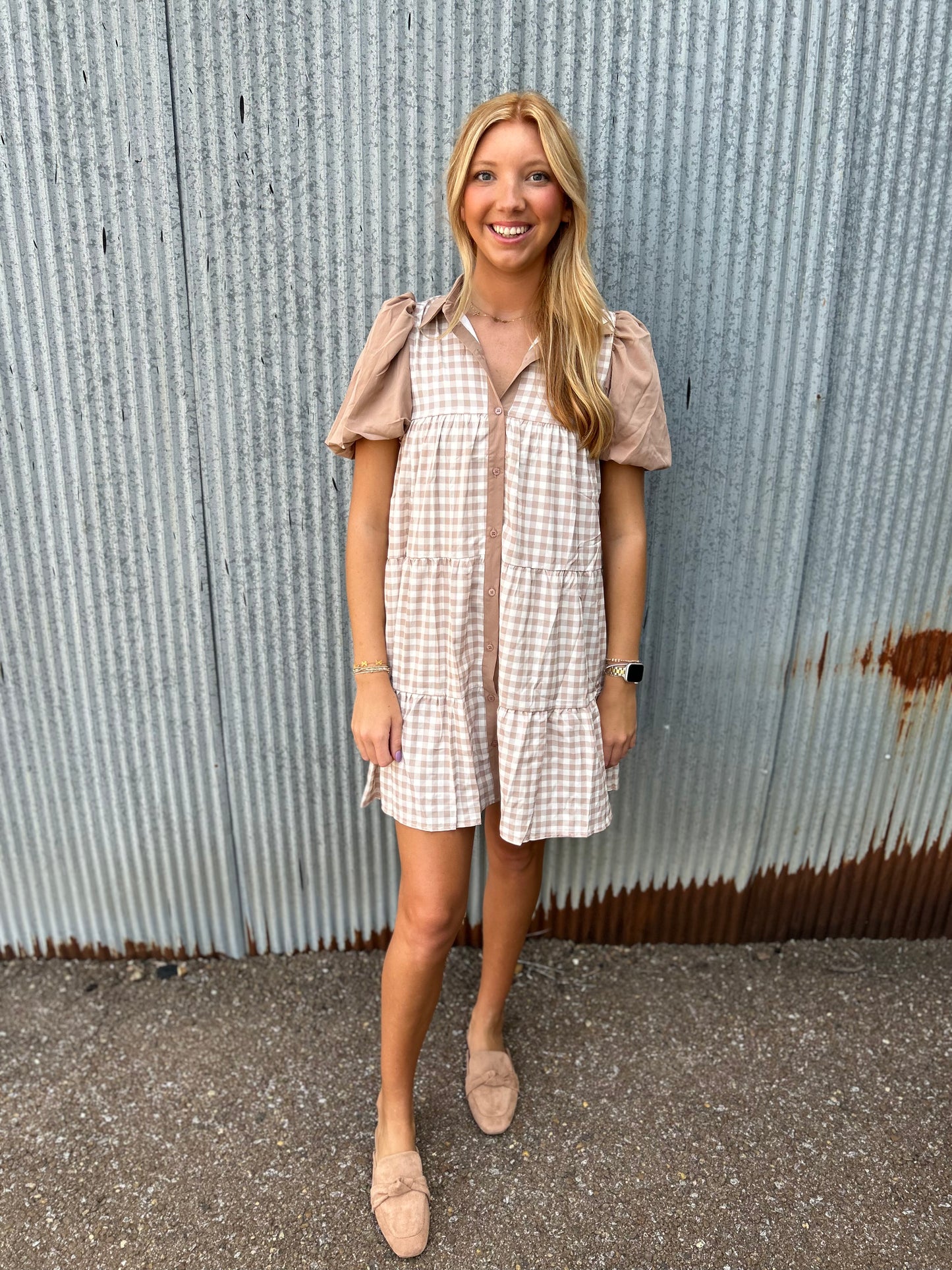 Toffee Button-Up Dress