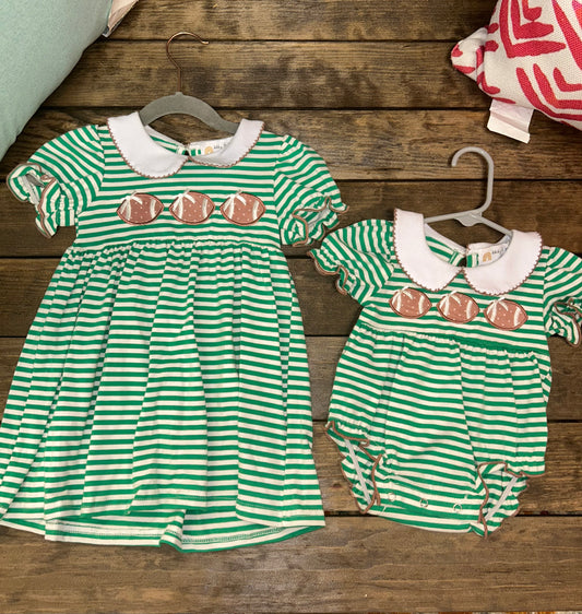 Green Stripe Football Applique