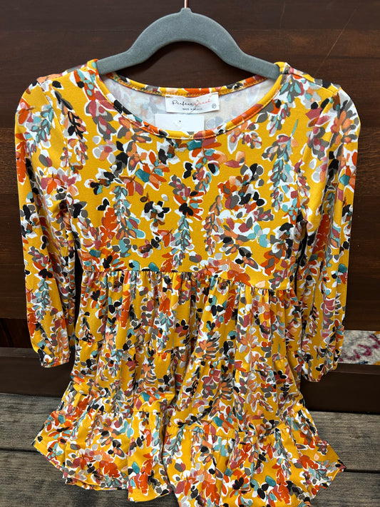 Mustard Floral Dress Kids