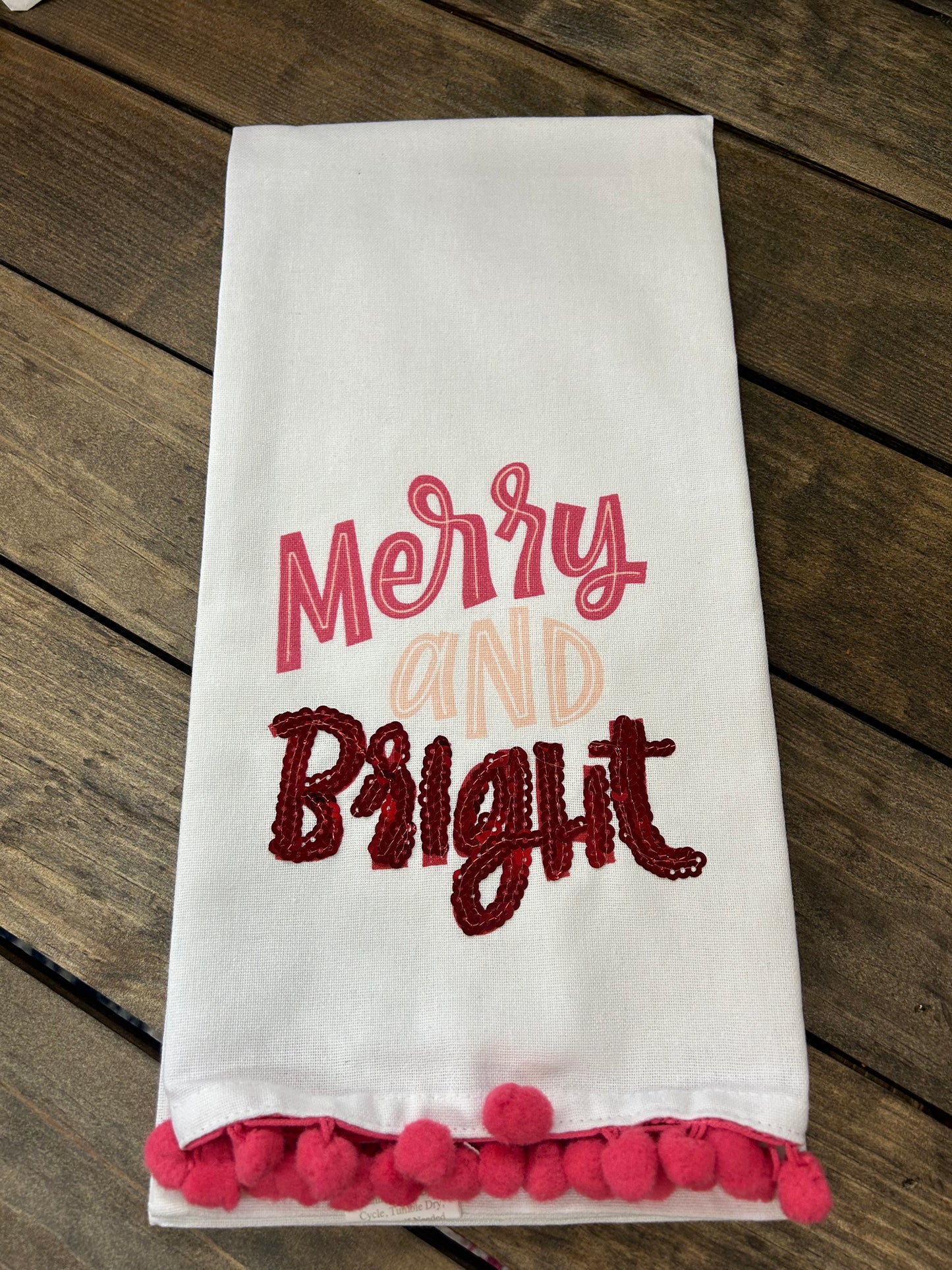 Merry & Bright Pom Pom Hand Towel