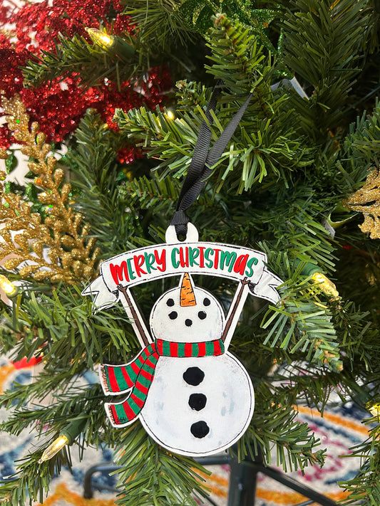 Merry Christmas Snowman Ornament