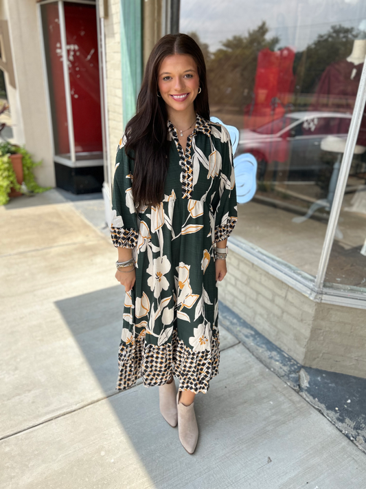 Floral Contrast Maxi