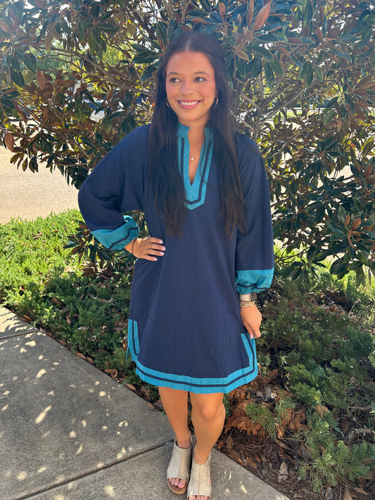 Contrasting Blue Dress