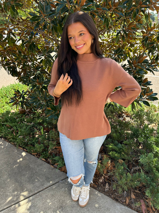 Mocha Mousse Mock Neck