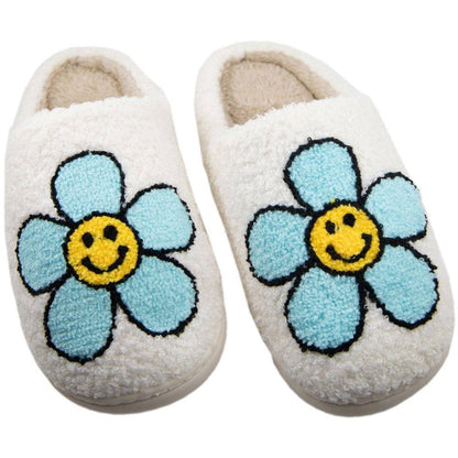 Mint Daisy Happy Face Slippers